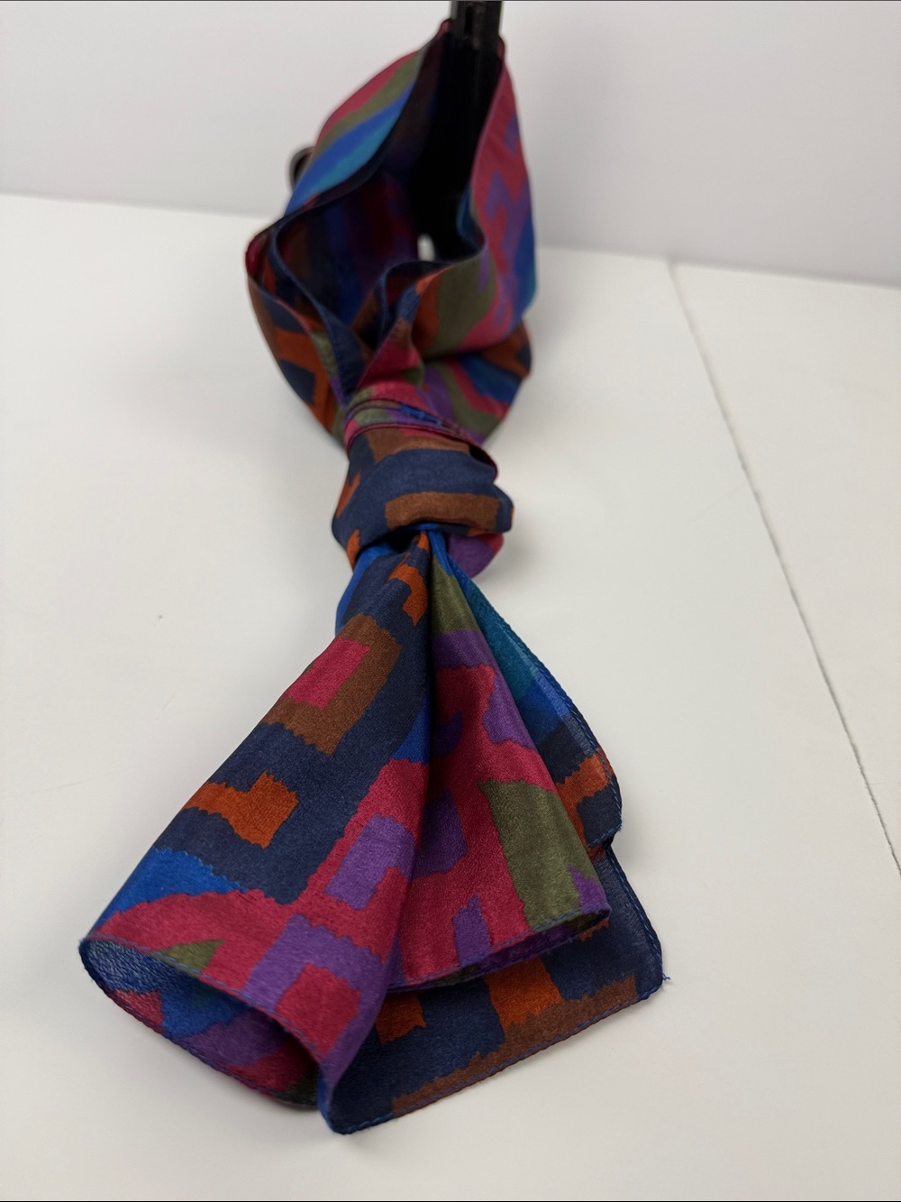 Multi-Color Geometric Silk Neck Scarf - Men